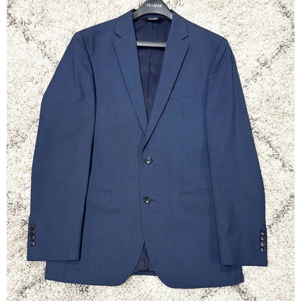Jos. A. Bank Men’s Blue 100% Wool Traveler Slim Fit Suit Size 40L 34Rx33.5